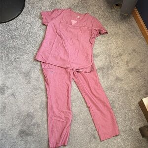 Grey Anatomy Pink V-Neck Scrub Set